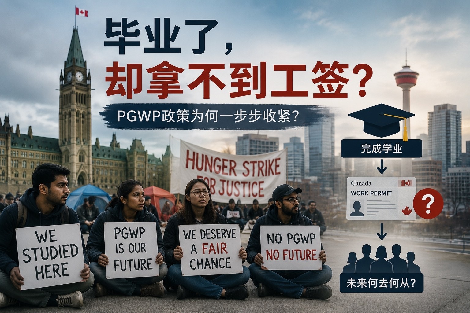 国际学生因毕业工签被拒发起绝食抗议，反映加拿大PGWP政策逐步收紧